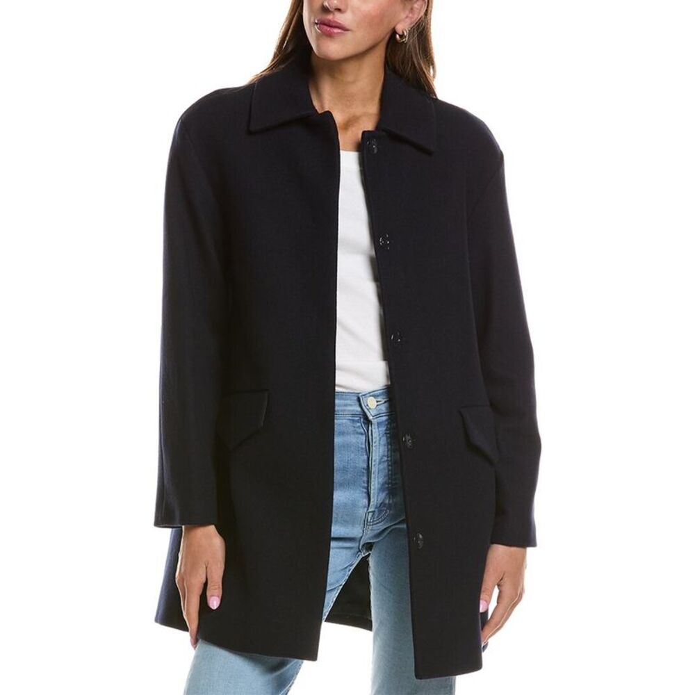 Theory Womens Wool & Cashmere-Blend Cape Coat, Blue